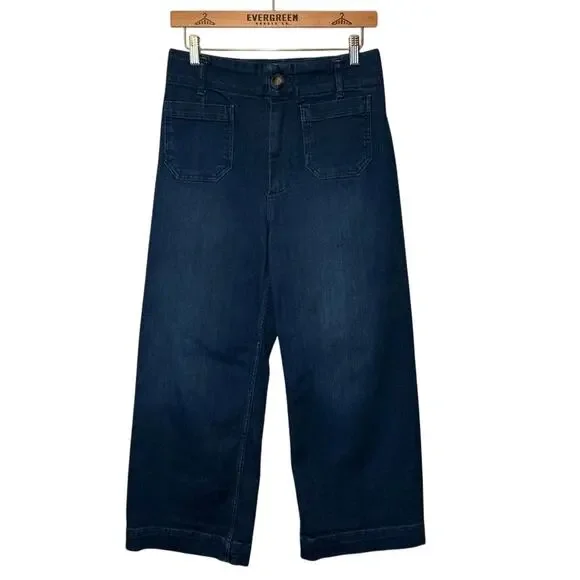 Pilcro Anthropologie Women’s The Skipper Wide-Leg Denim Jean Blue Sz 27P Petite - Picture 1 of 10